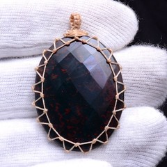 Selected Natural Blood Stone Handmade Macrame Gem Healing Crystal Reiki Pendant