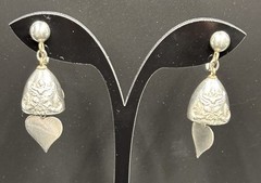 Vintage Thai Siam Sterling Silver Ganesha Dangle Screw Back Earrings