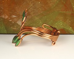 MATISSE ORIENTALE Signed Copper Set Goldish Green Enamel 1950s Wearable Art 4pc