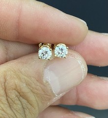 14K Yellow Gold Natural SI1-SI2 0.75 CTW Color G Real Diamond Stud Earring