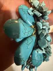 Handmade Turquoise Stone Flower Statement Necklace Boho Choker Cascade Fringe