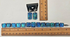 Handcrafted Fused Florentine Multicolor Dichroic Glass Bracelet /Bonus-Earrings