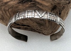 Artisan Handmade LOVE 925 Sterling Silver Cuff Stacker Bracelet Sz 6¾