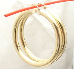 5mm X 50mm 2″ Large Plain Shiny Hoop Earrings REAL 14K Yellow Gold FREE SHIPPING