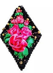Handmade Miniature Flower Ribbon Embroidery Necklace,birthday gift, anniversary.