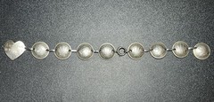 WWII Love Token Bracelet Australia 3 Pence Silver Coins 8 Coin + Heart Charm