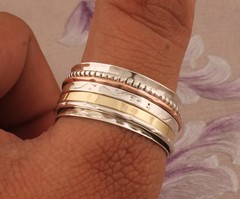 Solid 925 Silver Copper Brass Minimalist Healing Ring Handmade Unisex Thumb Ring