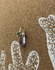 Cute Little Amethyst Geode Point With Rose Attached To Gold Colored Bail