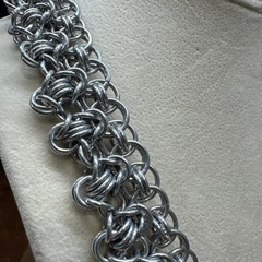 Saki Artisan Mixed Metal Modernist Necklace Chainmaille With Sterling Closure