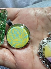 Necklaces Pendants Lot Of 4 Assorted Glass Resin Mixed Media Handmade 1646 W