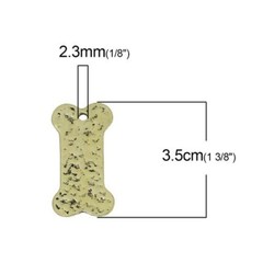 10pc Dog Bone Pendant Charm Hammered Antique Gold Tone 35mm(1 3/8″) x 17mm( 5/8″