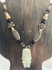 Handcrafted Tiki Head Epoxy Resin Pendant Necklace 20” #3