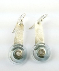 Bonny Signed Sterling Silver Blue Glass Accent Hook Earrings 3.9g 1.75 Inch Long