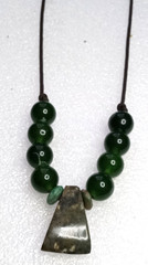 Serpentine and Green Jade beads, handmade adjustable necklace.