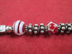 HAND FIRED LAMPWORK BEADS MISSISSIPPI STATE STERLING SILVER BRACELET 7-1/2″