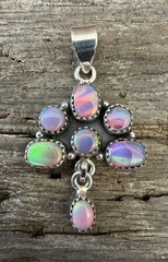 Sterling Silver Native Style SW Genuine Lab Created Balloon Opal Cloud Pendant