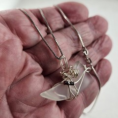 Sterling Silver Glass Pendant Artisan made & Sterling 18 in Chain [8793]