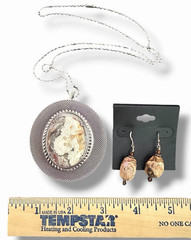 CRAZY LACE AGATE Cabochon Necklace and PICTURE JASPER Earrings Natural Brown
