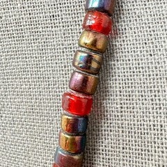 Vintage Baltic Amber Statement Necklace 21” Cognac Slab Beads Copper Toggle Boho