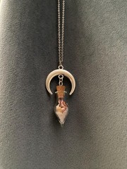 Crescent Moon Necklace Vial of Salt and Rose Petals Love Protection