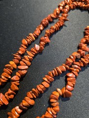 Red Jasper Chips Necklace, No Clasp, Slips Over Head, 32″