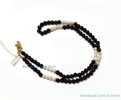 Garnet and Freshwater Pearl Beaded Necklace 16.5 Inch, 4.5-5mm Handmade Jewelry