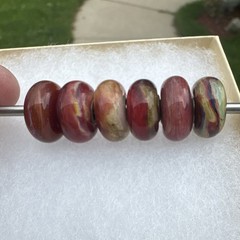 Beautiful handmade artisanal Charm 6 Piece set! Lovely reddish Autumnal Themes!