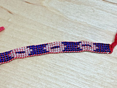 Handmade Beaded Bracelet Red Blue White Native Style Geometric