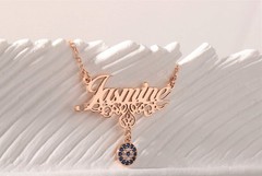 SilverGoldandRose Personalized Evil Eye Necklace with Custom Birthstones in Gold