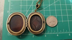 Antique Bronze Sacred Heart Locket Necklace Great Gift Family Mother Daughter