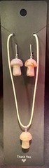 Flower Agate Mushroom Earring Necklace Set