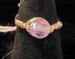 Handmade size 5 Wire-Wrapped Alexandrite Ring with Gold-Tone Plated Wire
