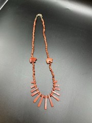 Goldstone Bear Fetish Beaded Statement Necklace 17” Southwestern Style