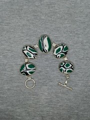 Silver Plated Handmade Ceramic Cabochon Toggle Bracelet 7.5″