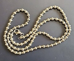Vintage Italian Silpada Sterling Silver & Brass Fluted Beaded Necklace 24 Inches