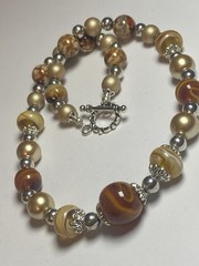 Artisan Handcrafted Art Deco Lampwork Glass Jewelry Amber fromChaos Necklace #4