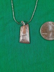 Hand Forged Copper Nickel Mokume Gane pendant on stainless chain