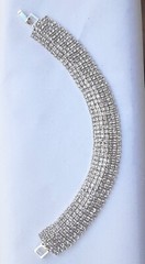 7-row CURVATURE FACETED Rhinestone BRACLET free GIFT BOX SILVER TONE 7 IN #MG14
