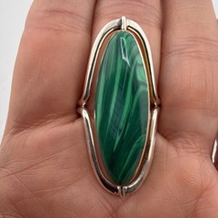 Mexican 950 Silver Double‑Sided Adjustable Ring Handmade Gemstones