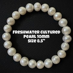Authentic Freshwater Cultured Pearl 10mm Beaded Stretchy Bracelet