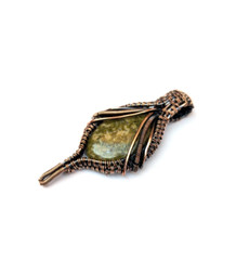 Henna Jasper Copper Wire Wrapped Pendant, Handmade Copper oxidized pendant, gift