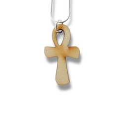 Necklace – Ankh – Key of Life Snake and Cable Link chains – Birch Wood