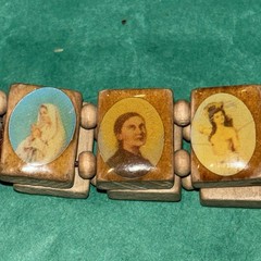 Christian Religious Bracelet Jesus Saints Art Scrabble Stretch Reversible