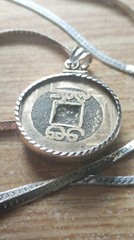 Genuine Real Opal And China Sterling Cash Pendant on a 30″ Italian Silver Chain