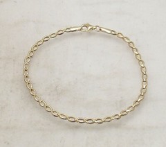 7″ Double Foldover Oval Link Bracelet Lobster Clasp Real Solid 14K Yellow Gold