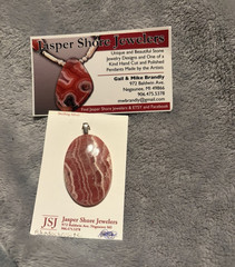 Jasper Shore Jewelers Sterling Silver Rhodochrosite Pendant Handmade Michigan