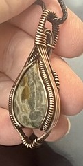 Ocean Jasper ~ Handmade copper wire wrapped pendant 8x