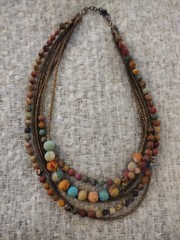Handmade Fair Trade Kantha Fabric Necklace 6 Strand Layered Design