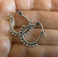 Sundance Balinese Silver Hoop Earrings Geometric Catalog Boho Tribal VTG Ethnic