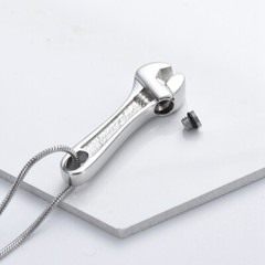 Tool Wrench Urn Pendant Necklace for Ashes Keepsake Memorial Necklace for Human